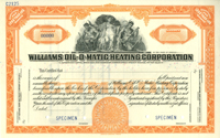 Williams Oil-O-Matic Heating Corporation - Stock Certificate